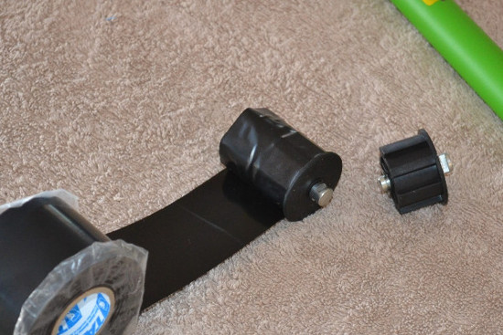 Roman blind PVC pipe wrapped with tape makes a snug fit Roman blind PVC pipe wrapped with tape makes a snug fit